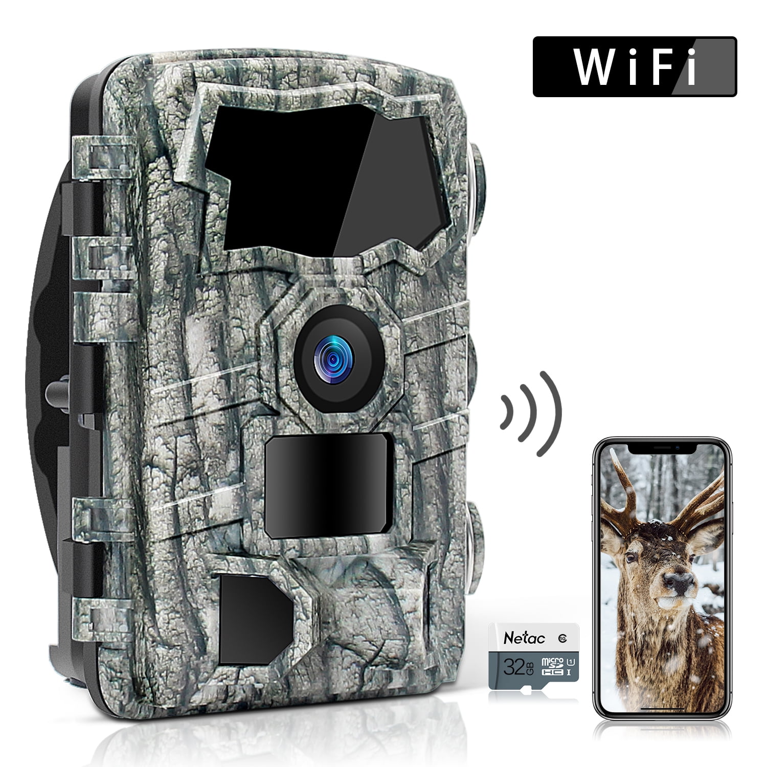 WiFi Trail Camera 4K 32MP, ZIMOCE Upgrade Bluetooth Wildlife Game