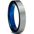 thumbnail image 2 of Charming Jewelers Tungsten Wedding Band Ring 4mm for Men Women Comfort Fit Blue Pipe Cut Brushed Lifetime Guarantee Size 15, 2 of 5