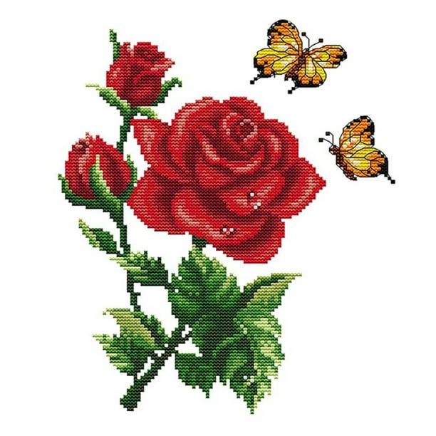 Punto de cruz parcial 11CT flor de mariposa contado bordado DIY Craft Set Tmvgtek Oficina Multiescena Multifunción