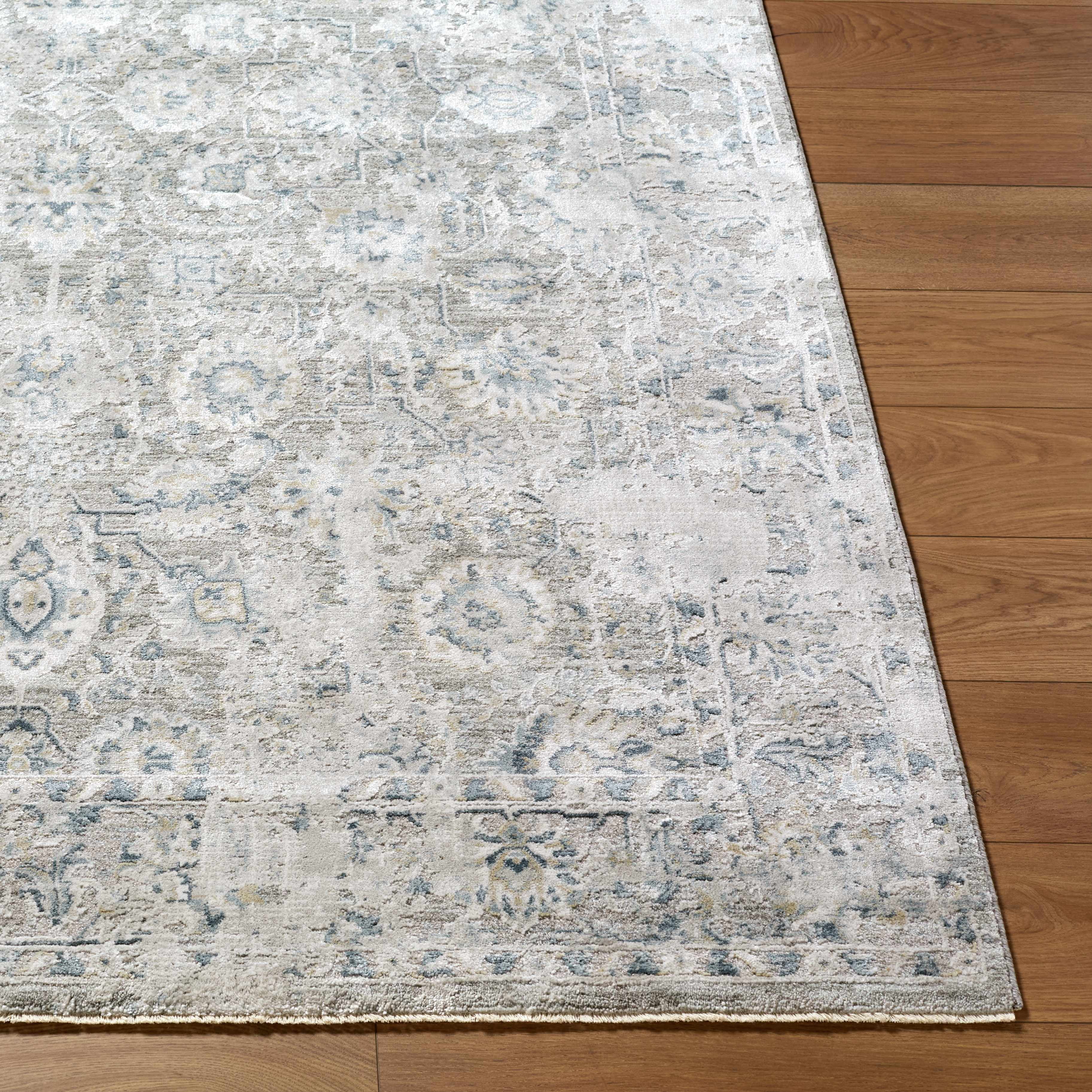 Hauteloom Claydon Living Room, Bedroom Area Rug - Bohemian Traditional Farmhouse - Blue, Gray, Olive - 7'10" Round