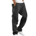 thumbnail image 2 of New Pocket Design Solid Cargo Pants Trousers for Men Full Length Casual Loose Drawstring Pockets Pants Male Cargo Trousers Black L, 2 of 6