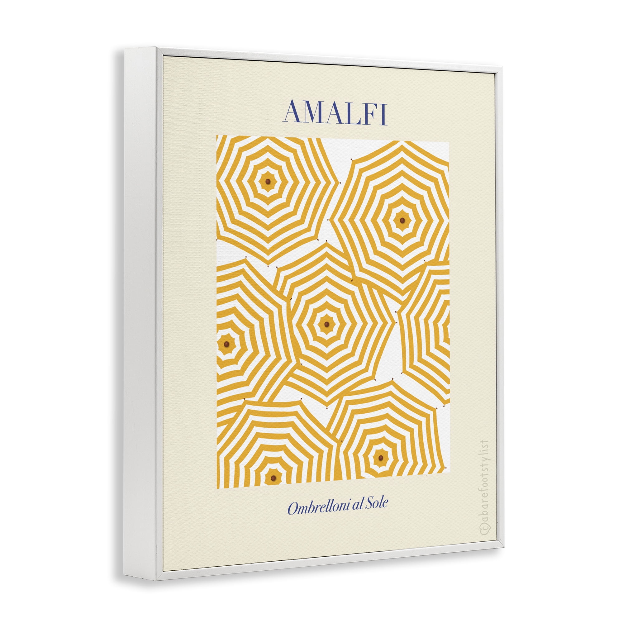 Stupell Industries Yellow Amalfi Umbrellas White Framed Giclee Art, design by A Barefoot Stylist