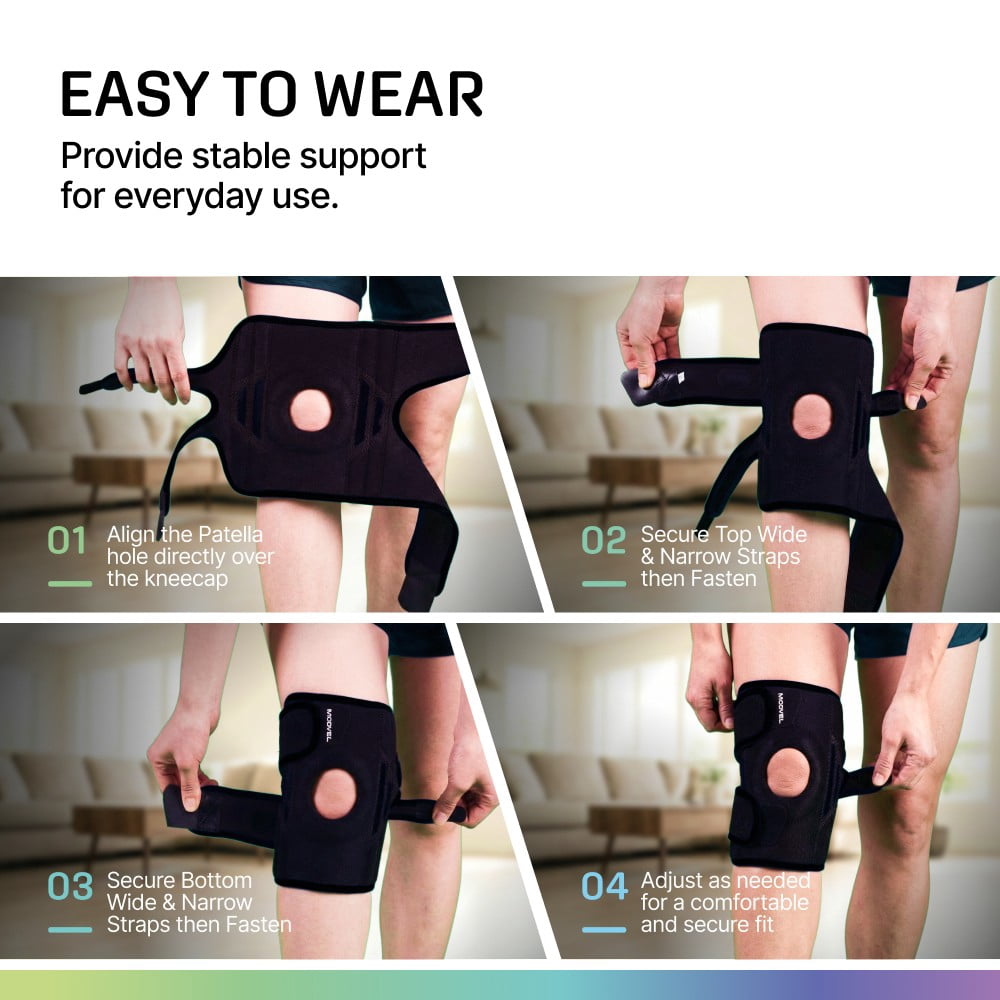 MODVEL Donut Knee Brace With Strap  Black (Medium)