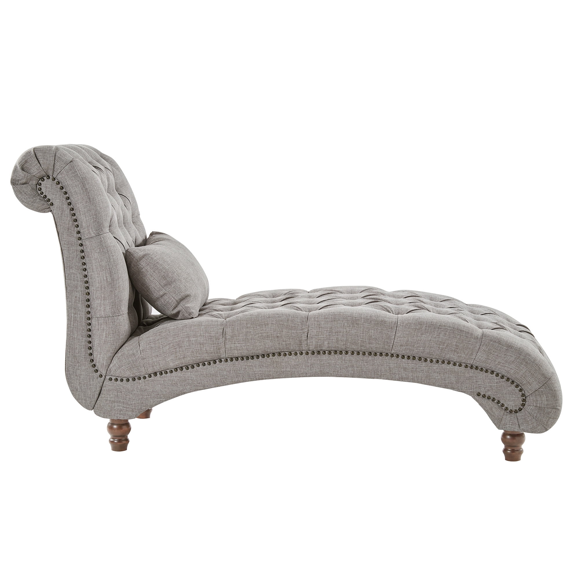 Weston Home Bowman Tufted Armless Chaise with Matching Pillow, Gray Linen