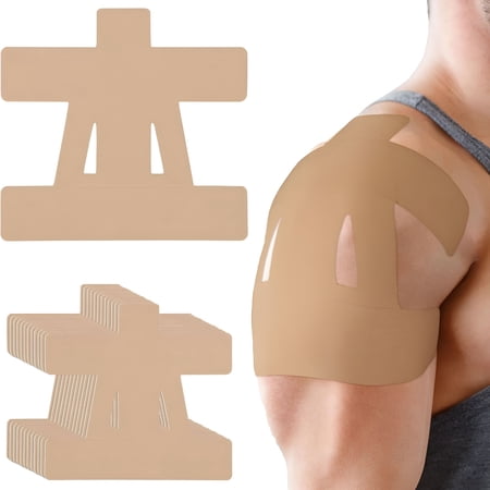 XIRQI 12 Count Kinesiology Tape for Shoulder Pain Relief Pre Cut Sports Waterproof Breathable Enhance Elastic Kinesiology Athletic Tape for Shoulder Support and Muscle Sports (Skin Color)