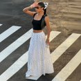 thumbnail image 5 of Polka Dot Skirts for Women Drawstring Elastic High Waisted A Line Pleated Skirts Summer Beach Vacation Maxi Skirts, 2XL, 5 of 5
