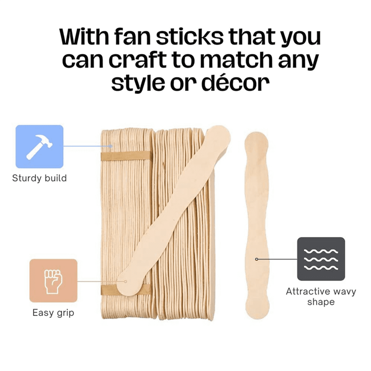 8Inch Fan Handles or Wooden or Paint Mixing Pack 200 Craft Popsicle Sticks for DIY Crafting Supplies Kit