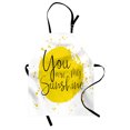 thumbnail image 1 of Quote Apron Circular Color Splash Outspread Brushstrokes with Inspirational Quote Valentines Concept, Unisex Kitchen Bib Apron with Adjustable Neck for Cooking Baking Gardening, Yellow, by Ambesonne, 1 of 3