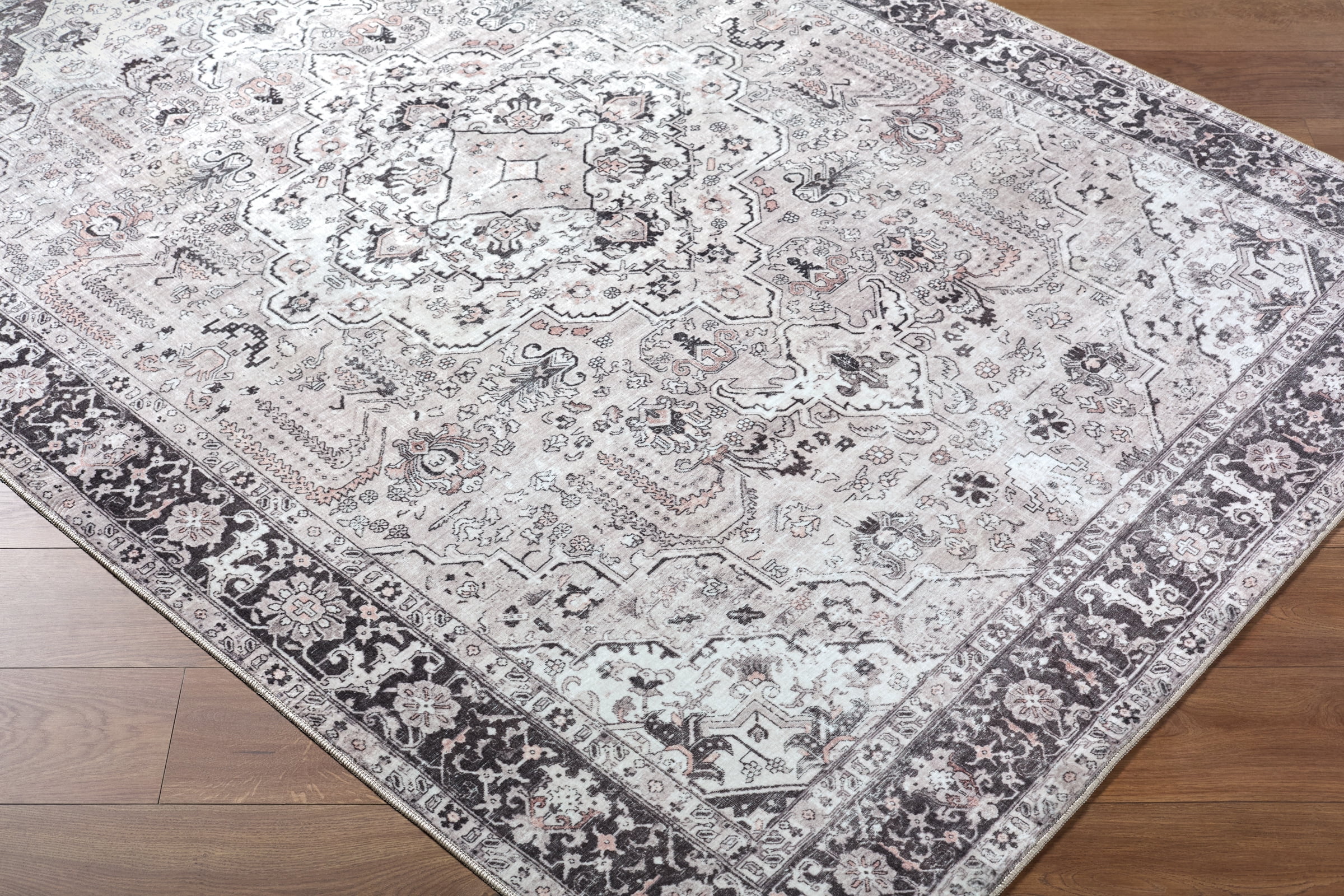 My Texas House Laine Washable Area Rug, Beige, 5 ft 3 in x 7 ft