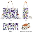 thumbnail image 2 of Gocvo Canvas Tote Bags for Women, Large Multi-Pocket Shoulder Handbag, Crossbody Messenger Bag, Purple Butterfly, 2 of 6