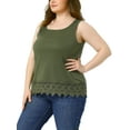 thumbnail image 4 of Agnes Orinda Plus Size Tank Tops for Women Round Neck Swing Lace Flowy Tops Blouse 3X Army Green, 4 of 6
