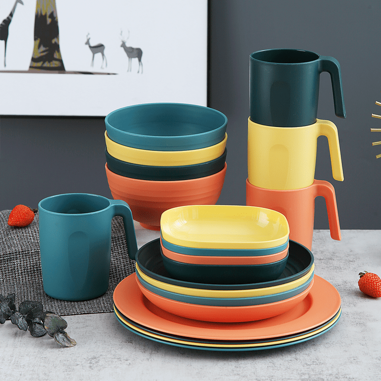 ReaNea Plastic Dinnerware Set of 20 Pieces Unbreakable and