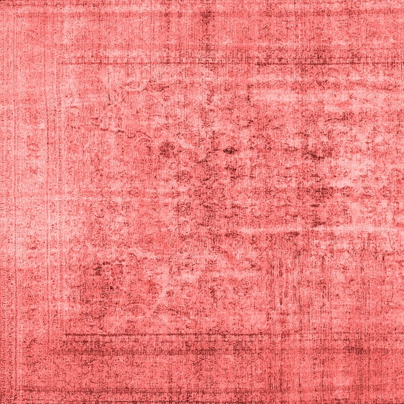 Ahgly Company Indoor Square Abstract Red Contemporary Area Rugs, 8' Square