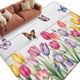 thumbnail image 2 of Area Rug for Living Room, Tulips Spring Floral Non-Slip Indoor Large Carpet for Bedroom/Dining Room, Pastoral Flowers Butterfly Wooden Washable Low-Profile Rectangle Floor Runner Rugs - 6 x 9 Ft, 2 of 7