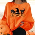 thumbnail image 2 of Women Oversized Halloween Hoodies Pullovers Graphic Print Round Neck Long Sleeve Sweatshirt Orange Hoodies for Women, 2 of 6