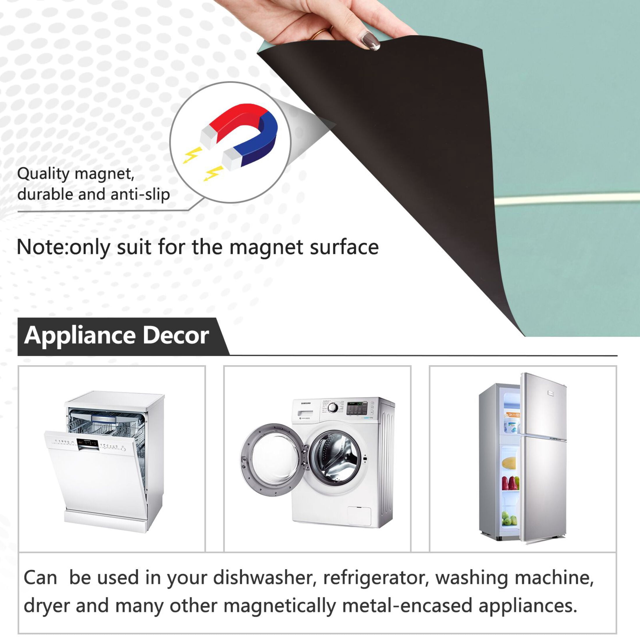 Dishwasher Magnetic Sticker 23x26 Inch Refrigerator Magnetic Sticker Washing Machine Magnetic Sticker Kitchen Panel Magnetic Sticker Home Decor White Pretty Dandelions