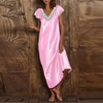 thumbnail image 4 of Birdeem Robe d'Été pour Femme, Mode, Unie, Col en V, Dentelle, Manches Courtes, Chandail, 4 of 12