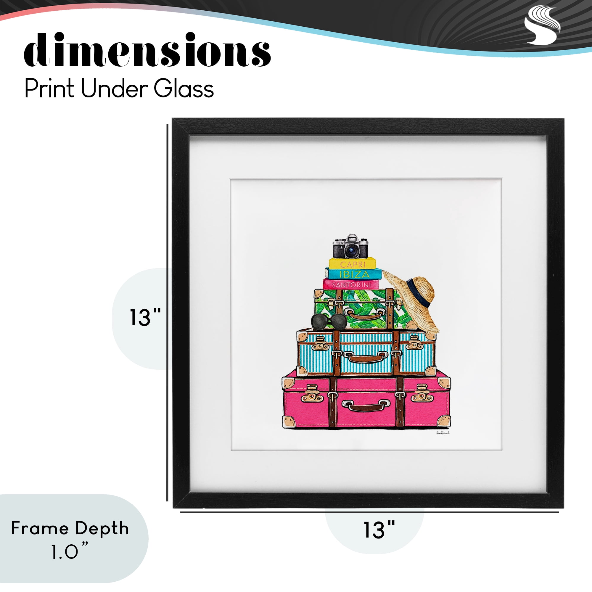 Stupell Industries Glam Travel Suitcases Black Framed Print Under Glass, design by Amanda Greenwood