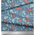 thumbnail image 2 of Soimoi Blue Moss Georgette Fabric Berries Leaves Print Fabric by Yard 42 Inch Wide, 2 of 3