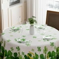 thumbnail image 3 of St. Patricks Day Green Shamrock Horseshoes Tablecloth Round Washable Table Covers for Indoor Outdoor Dining Table Home Party Decorations 60x60 Inch, 3 of 5