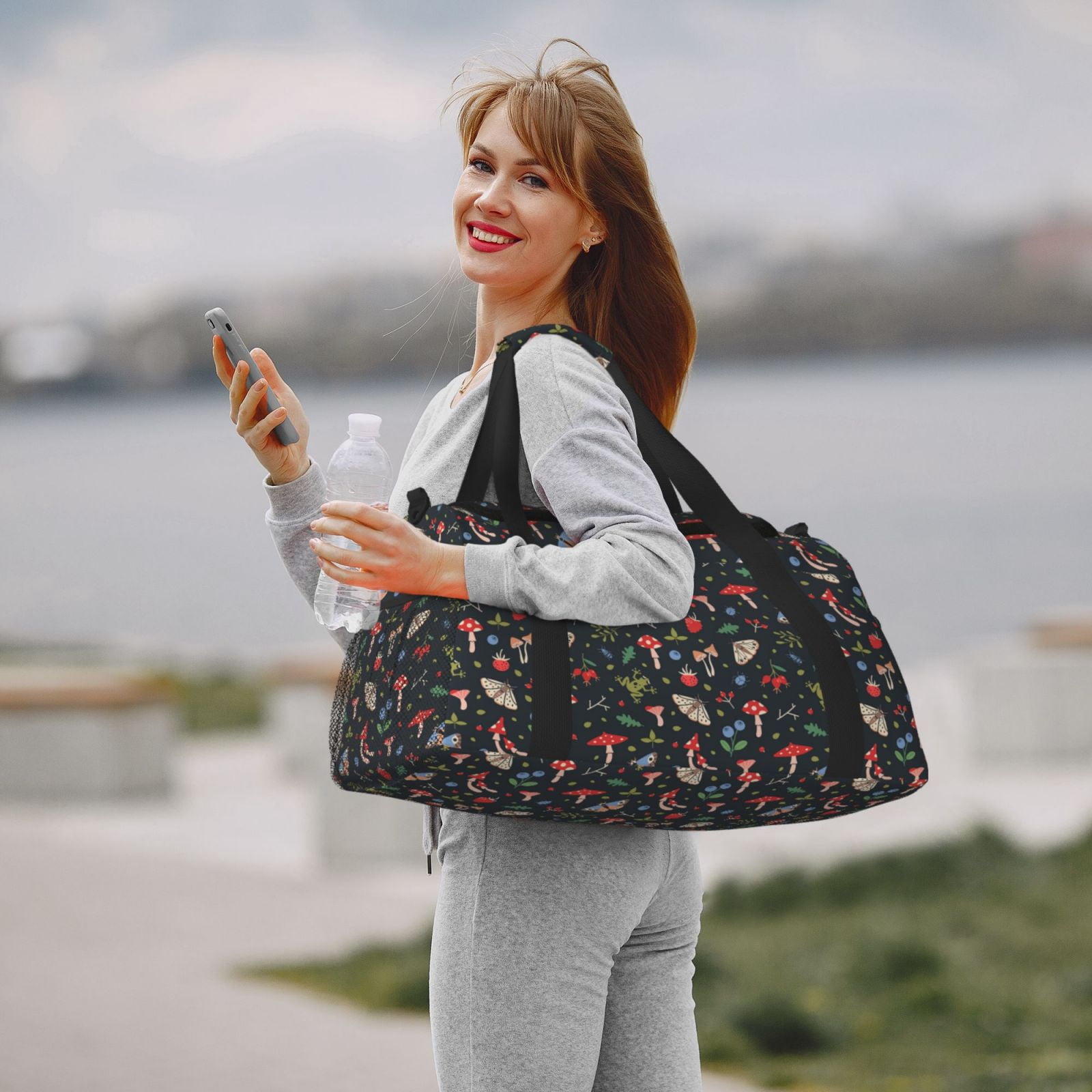 Fuzoiu Forest Flora and Insects Print Travel Duffle Bag,Carry On Tote Bags,Duffel Bag,Sport Gym Bag, Hospital Bag for Labor and Delivery, Overnight Bag,Luggage Bag