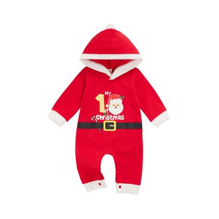 

Christmas Newborn Infant Baby Boys Girls Romper Santa Claus Long Sleeve Hooded Baby Jumpsuit Newborn Clothes