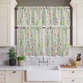 thumbnail image 4 of 3 Piece Kitchen Curtains and Valances Set Pink Spring Floral Cafe Curtains 36 Inch Length Farmhouse Flowers Sage Green Leaves Valance & Tier Curtain for Living Room Bedroom Window 54"x18"+27"x36"*2, 4 of 6