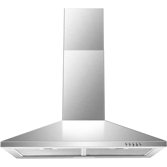 OYang Range Hood ,30 inch Wall Mount Range Hood in Stainless Steel With Ducted/Ductless Convertible,Stove Vent Hood with Aluminum Filters,3 Speed Exhaust Fan,LED Light,Button Control