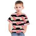 thumbnail image 5 of Odeerbi Toddler Kids Boys Girls Floral Striped Tops Short Sleeve T-shirt Summer Funny Graphic Shirts 3-14 Years Pink, 5 of 5