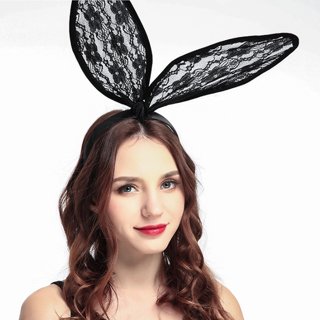 TureClos Easter Party Kawaii Hair Accessory Headband Gothic Lolita Cosplay  Cute Rabbit Bunny Ears Bow Lace Hair Band Headwear 