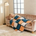 thumbnail image 5 of Drawstring Fleece Checkered Blanket - Soft Polyester Bed Sofa Throw - Warm Cozy Cover For Cold Weather - Reversible Decorative Home Accent, 5 of 6