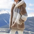 thumbnail image 2 of Abrigo de felpa suelto Moda Casual Chaqueta con capucha Suave cálido Otoño Invierno para mujer Irfora Beige/3XL, 2 of 6
