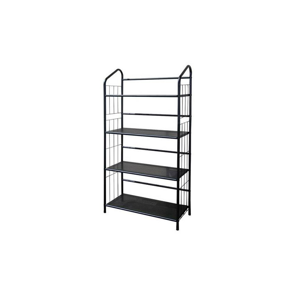 49" Tall 4Tier Metal Standing Book Shelf, Black finish