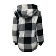 thumbnail image 4 of GIPQJK Women's Fleece Jackets Coats Plus Size Lined Plaid Full Zip Shacket Jacket Loose Fit Fuzzy Open Front Cardigan Winter Coat with Pockets,Black 4XL, 4 of 4
