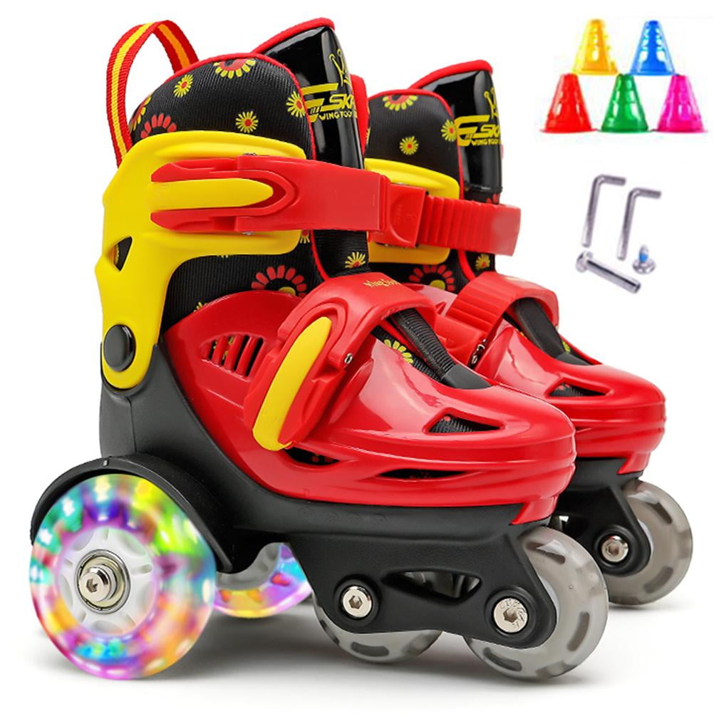 Roller Skates for Kids Adjustable Size PVC Wheel Triple Lock Mesh Kids Beginner 