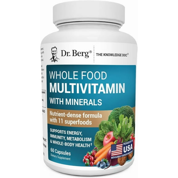 Dr. Berg Whole Food Multivitamin with Minerals for Men and Women, 60 Capsules
