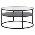 thumbnail image 4 of 32" Black and Glass Round Two Layer Coffee Table With Shelf, 4 of 8