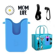Silicone Phone Holder Compatible with Bogg Bag, Phone Case Holder Charms Accessory for All Bogg Bags and Beach Bag, Phone Holder Attachment for Beach Tote Bags, With 2Pcs Charms & 2Pcs Key Hooks