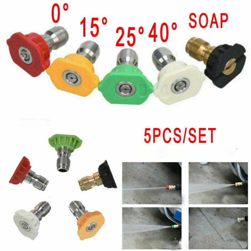 Set of 5Pcs Quick Fit Connect High Pressure Spray Nozzles Pressure Washer Nozzle 