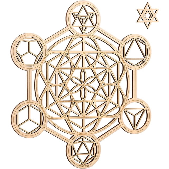 Cubo de Metatron Arte de Pared de Madera 29cm, Geometría Sagrada Arte de Pared Rejilla Colgante Escultura de Pared Símbolo de Chakra Yoga Meditación Decoración del Hogar Regalos Espirituales esquí esquí Gafas de esquí