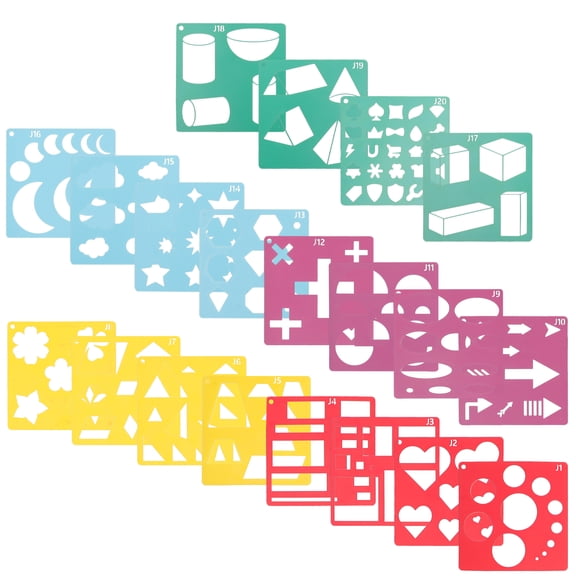 20 Sheets Drawing Stencils Hollow DIY Painting Templates Geometry Patterns Art Supplies