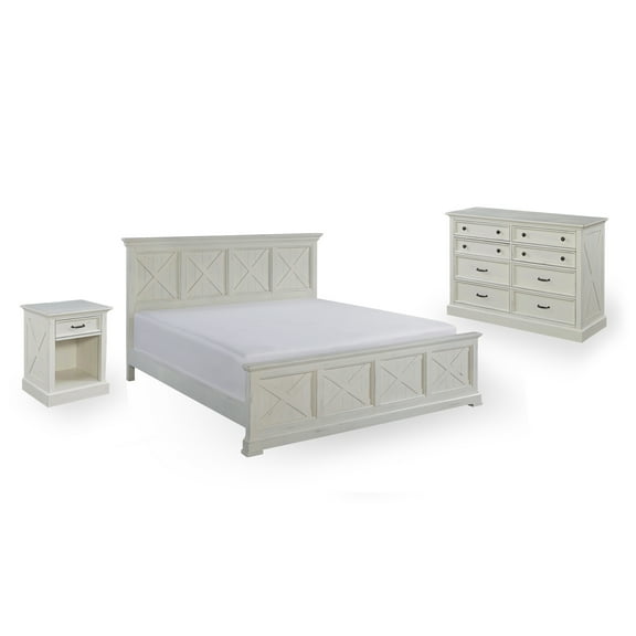 Seaside Lodge Off-White King Bed, Nightstand and Chest