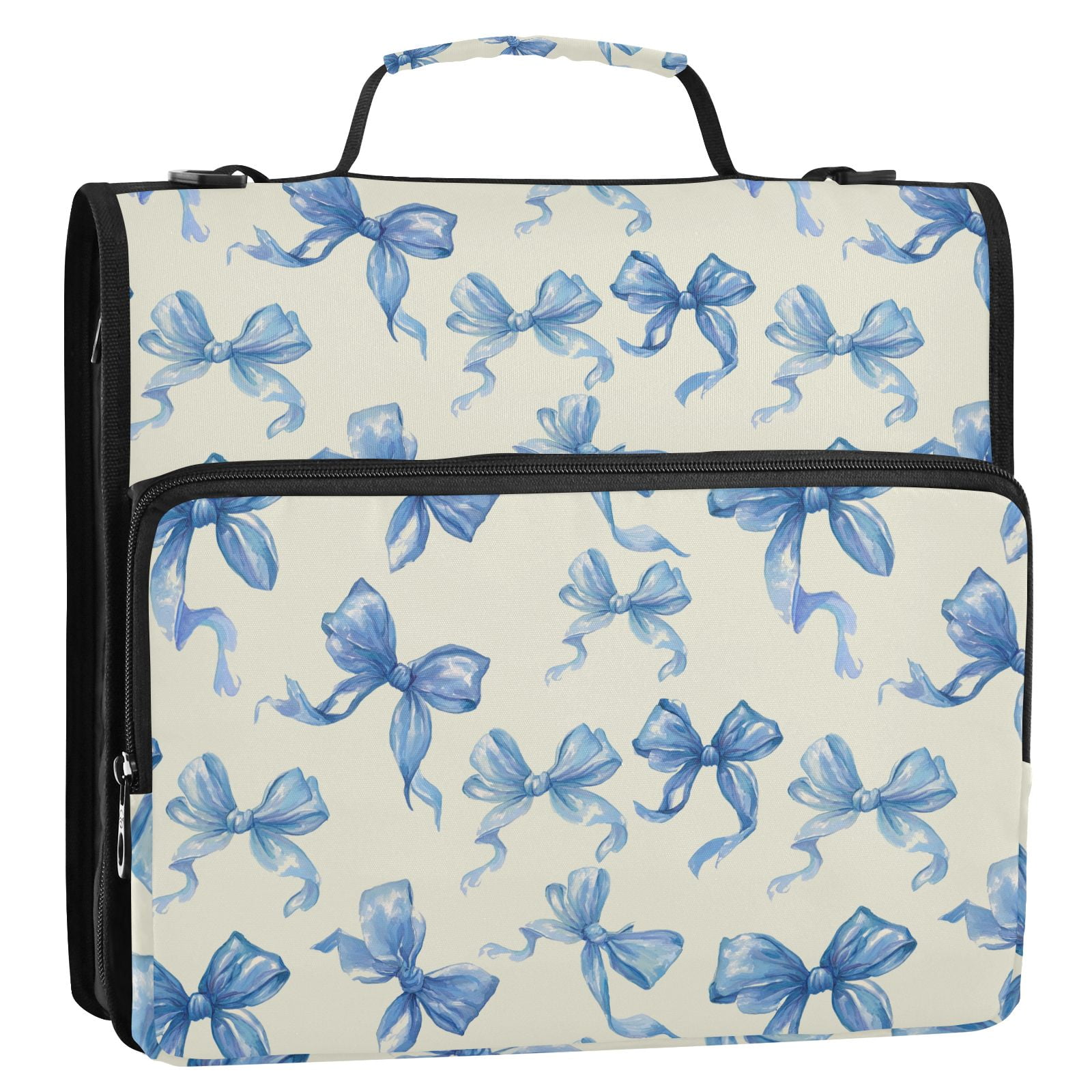 Zipper Binder Bow 1.5 Inch Binder Folder Bag with Shoulder Strap and Handle