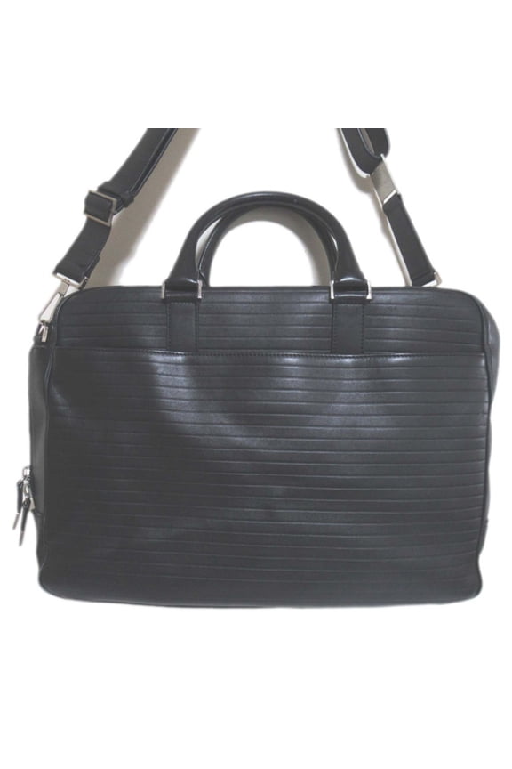 Pre-Owned DIOR HOMME Leather Briefcase Business Bag with PC Pocket, Black, Men's