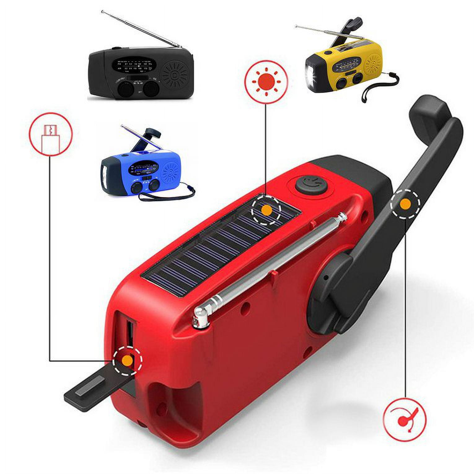 Olycism Radio D'Urgence Manivelle Solaire AM/FM – Lampe LED, Sirène SOS, Chargeur Téléphone Portable