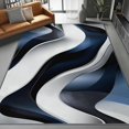 thumbnail image 3 of Washable Area Rug 2 X 3 ft, Lightweight Low-Pile Abstract Modern Wavy Printed Area Rug, Kitchen Indoor Non Slip Carpet Floral White Blue Print Mat Living Room Bedroom Dining Room, 3 of 7