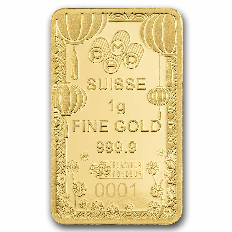 1 gram Gold Bar - PAMP Suisse Lucky Cat (In Assay w/ Sleeve)