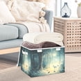 thumbnail image 3 of Yayeee Collapsible Cube Storage Bin with Lid Fabric Closet Decorative Basket with Handles, Night Forest Scene, 3 of 7