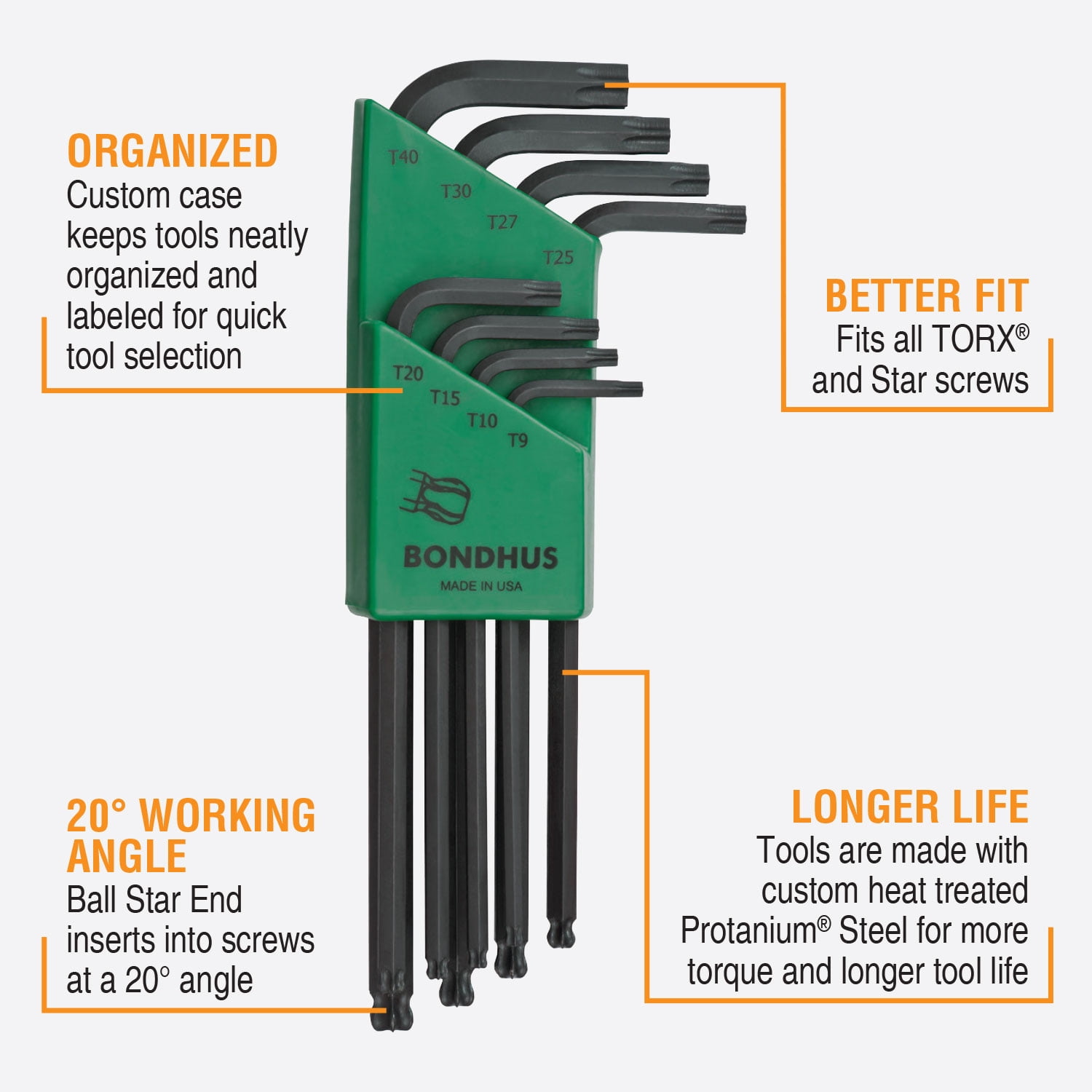 Bondhus Corp. 8PC BALL TORX L-WR SET
