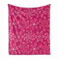 thumbnail image 1 of Hot Pink Soft Flannel Fleece Blanket, Floral Arrangement Pattern on Hot Pink Background Spring Flourish Bloom, Cozy Plush for Indoor and Outdoor Use, 70" x 90", Hot Pink White Purple, by Ambesonne, 1 of 6